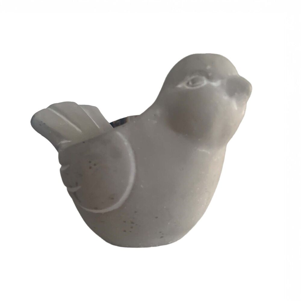 Cement Buddies Ceramic Bird Planter White Glaze Small Decorative Pot